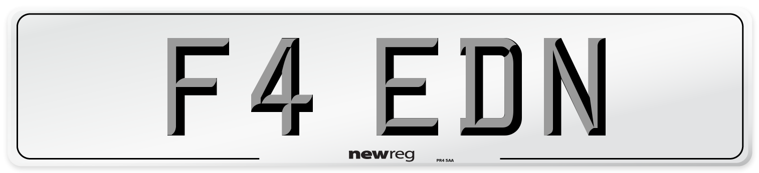 F4 EDN Number Plate from New Reg